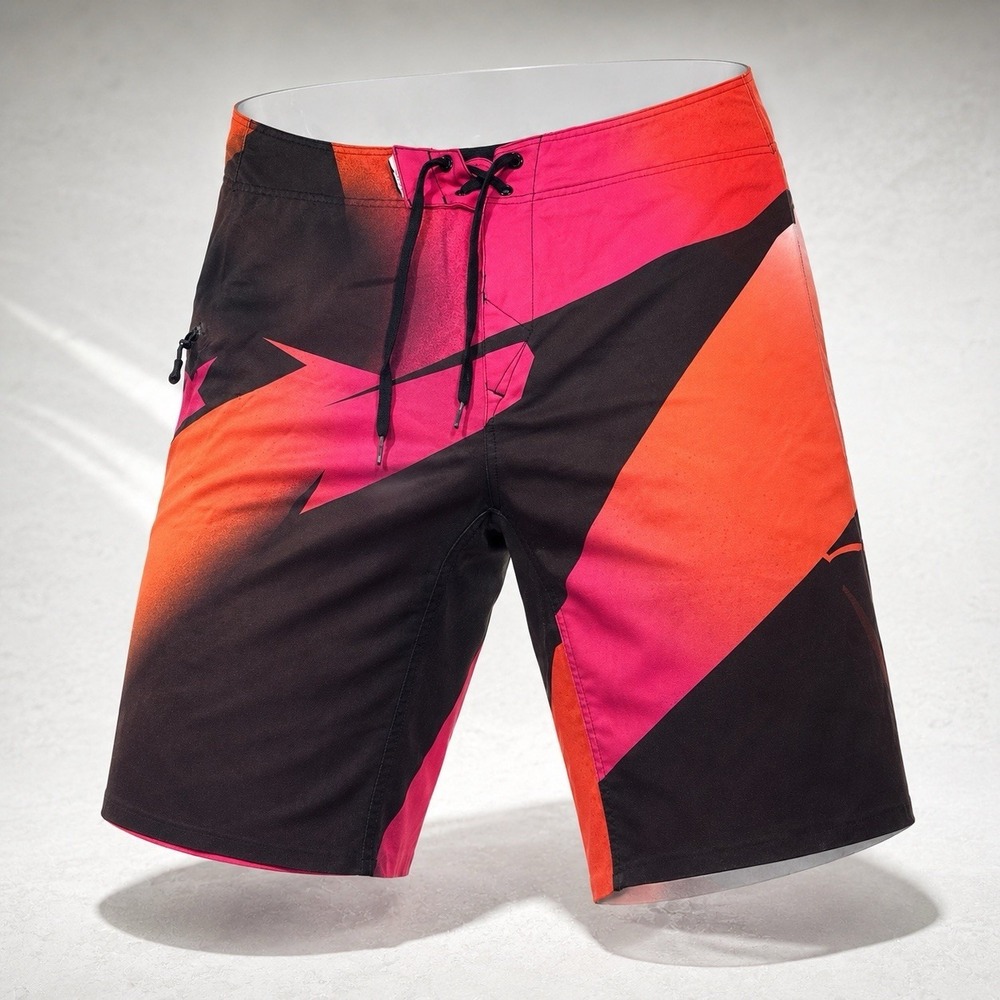 Vintage Fox Racing Mens Board Shorts LARGE ABSTRACT Swim Suit Surfwear